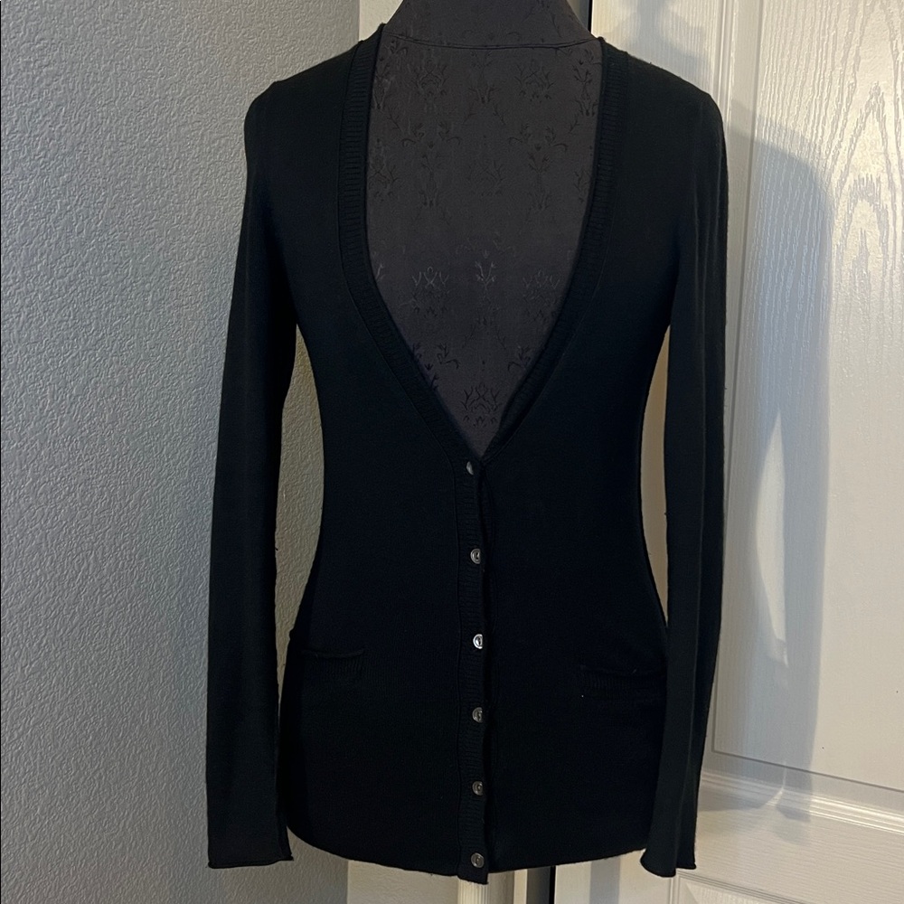 Banana Republic Classic Black Knit Sweater Size Small Silk Cotton Blend